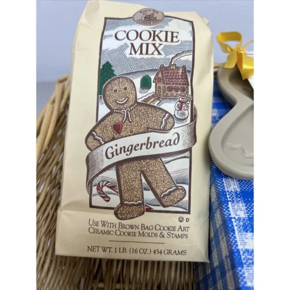 Gingerbread Man Stoneware Mold, Recipe Book Gingerbread Mix Brown Bag Cookie Art